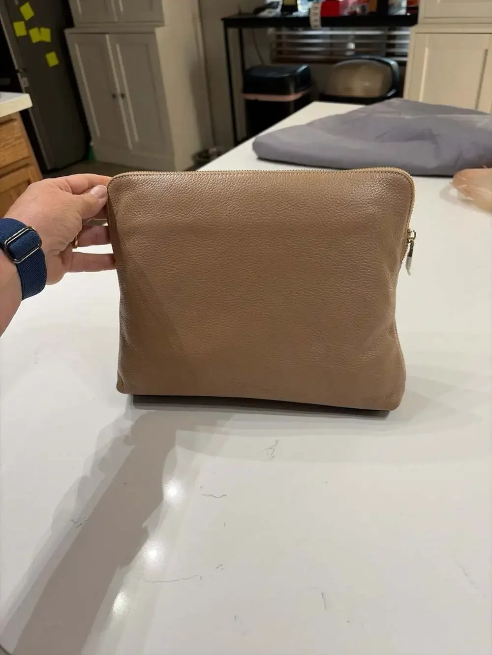 Neiman Marcus Two-Tone Pebbled Leather Pouch Clutch 11x8
